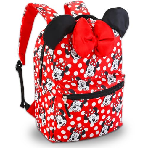 Disney Minnie Mouse Backpack for Girls School Bundle w/ 16in Bookbag, More | Large Durable Minnie School Bag w/ Front Zip Pocket Plus Water Bottle, Bookmark, More - Minnie Mouse School Supplies