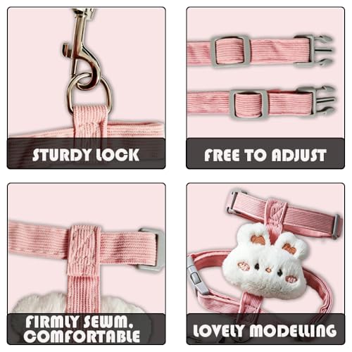 Cat Harness and Leash Set, Cat Harness Escape Proof, Rabbit Harness and Leash Set, Costumes for Cats and Bunny(B, Middle) - color: B, size: Middle