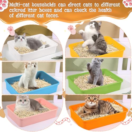Kitten Small Litter Box Set, 6 Pcs Plastic Kitten Litter Pan with 6 Scooper Cat Litter Box Cat Litter Box Travel Toilet for Small Pet Kitty Bunny Guinea Pig - color: A-color