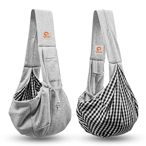 Tomkas Dog Cat Carrier Sling Classic Pocket & Classic Strap(M,Gray)