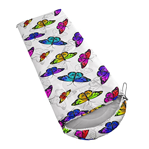 QOOMO Camping Sleeping Bags,3 Season Warm & Cool Weather,Lightweight,Waterproof Sleeping Bags for Adults & Kids,Traveling,and Outdoors,Camping Gear Equipment - color: Butterfly 5