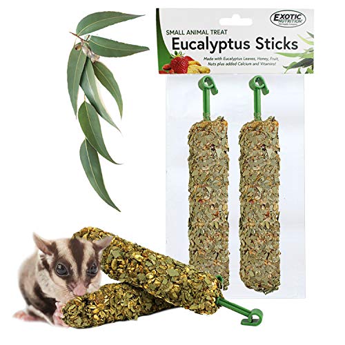 Exotic Nutrition Eucalyptus Sticks - Healthy Vitamin-Fortified Crunchy Chew Treat - Natural Treat for Sugar Gliders - Made with Eucalyptus Leaves, Oats, Fruit, Honey