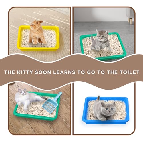 3 Pcs Kitten Litter Box,9.6"*7.2''*0.9'' Plastic Portable Small Litter Pan Low Entry Waterproof Bunny Cat Litter Box,Multi Color Nonstick Litter Tray Travel Toilet for Small Pet Guinea Pig Rabbit