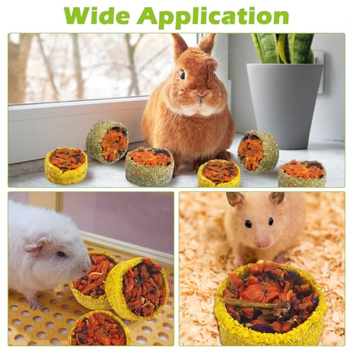 Apatal6 Pcs Rabbit Chew Toys Natural Baked Grass & Pumpkins Rabbit Treats Teeth Grinding Guinea Pig Treats Bunny Molar Toys for Guinea Pigs Bunny Hamster Chinchillas Gerbils - color: Multi-colored