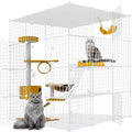 Large Cat Cage,Cat Cage Enclosure Indoor DIY Cat Playpen Detachable Metal Wire Kennels Crate Large Exercise Place Ideal, for 1-4 Cats,Ferret, Chinchilla, Rabbit, Small Animals - size: 43.0"L x 43.0"W x 57.0"H
