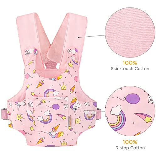 GAGAKU Doll Carrier Doll Accessories Stuffed Animal Carrier with Adjustable Straps for Kids – Pink (Stars) - color: Pink