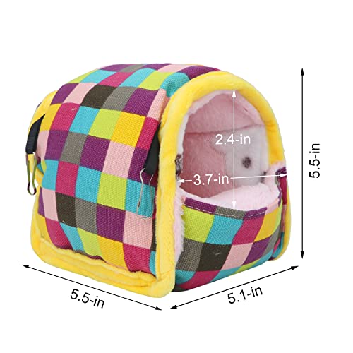 Wontee Hamster Bed Hideout Sugar Glider Hammock Small Animal Warm Bed House for Hamsters Hedgehogs Sugar Glider Gerbils Mice (Medium, Colorful Plaid) - color: Colorful Plaid, size: Medium
