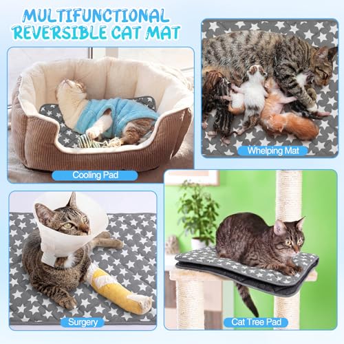 2 Pack Cat Cooling Mat 16" x 20" Self Cooling Pet Dog Pad with Color Changing Star Pattern Portable Washable Summer Rug for Cat Puppy Non-Slip Mat for Crate Indoor - size: 16" X 20"