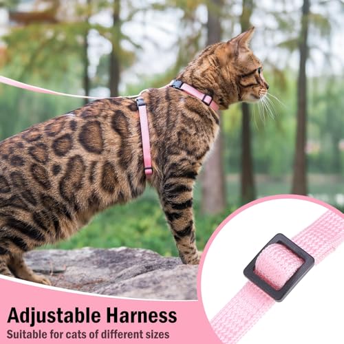 PUPTECK Adjustable Cat Harness and Leash Set Escape Proof Kitten Strap Collar for Walking Travel, Light Pink - color: Light Pink, size: Small