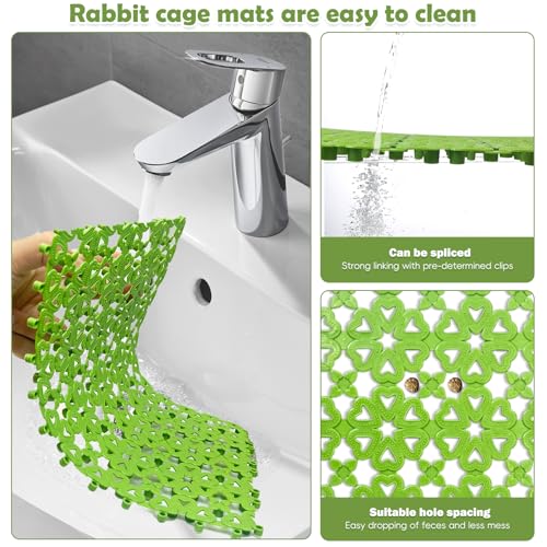 kathson 16PCS Rabbit Mat Plastic Cage Mat Floor Mats Bunny Hole Leak Water Pads for Pet Cats Dogs Hamster Rat Chinchilla Guinea Pig and Other Small Animals - size: 16 PCS