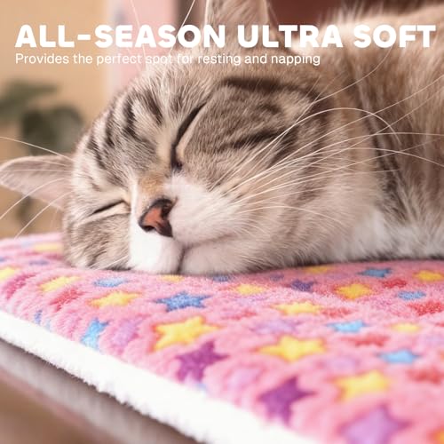 Mora Pets Dog Bed Crate Pad Ultra Soft Pet Bed with Cute Star Print Washable Crate Mat for Large Medium Small Dogs Reversible Fleece Dog Crate Kennel Mat Cat Bed Liner 21 x 12 inch Pink - color: Pink, size: 22-Inch