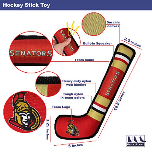 Pets First NHL Ottawa Senators Stick Toy for Dogs & Cats. Play Hockey with Your Pet with This Licensed Dog Tough Toy Reward!, 16 inches Long - color: Ottawa Senators, style: NHL Dog Tug Toy