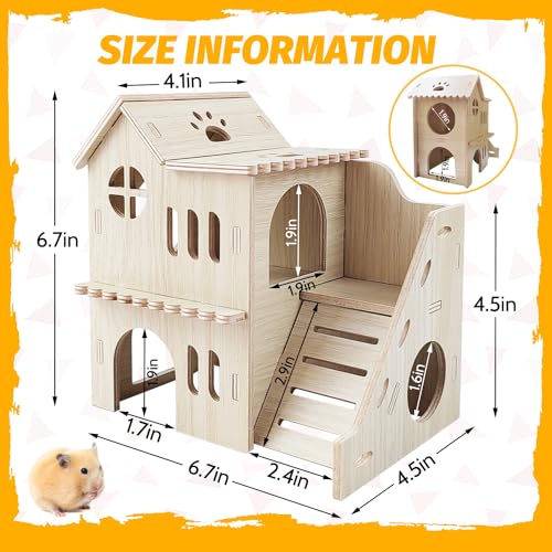 Hamster House,Tiny House with Slide House, Double-Decker Hut, Hamster Cage Accessories,Small Animal Habitat Decor for Small Hamster
