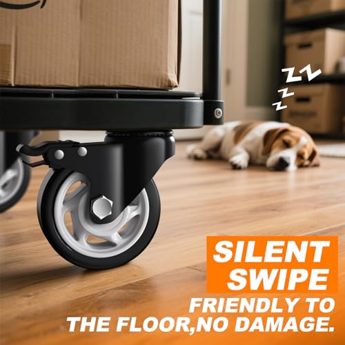 QNCZ 4 Inch Heavy Duty Caster Wheel with Dual Brake,Silent, Black,Set of 4 | Easy to Install, Efficient operation, convenient braking,Silent, Floor friendly,Widely Applied for Cart,Furniture,Workbench - color: black, size: 4 IN