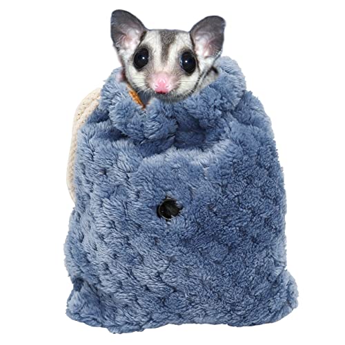 Sugar Glider Bonding Pouch Carrier Bag, Small Animals Sleeping Pouch Bag with Breathable Vent and Drawstring, Portable Travel Bag for Sugar Glider Rat Squirrel Guinea Pig Birds Parrot (Blue) - color: Blue