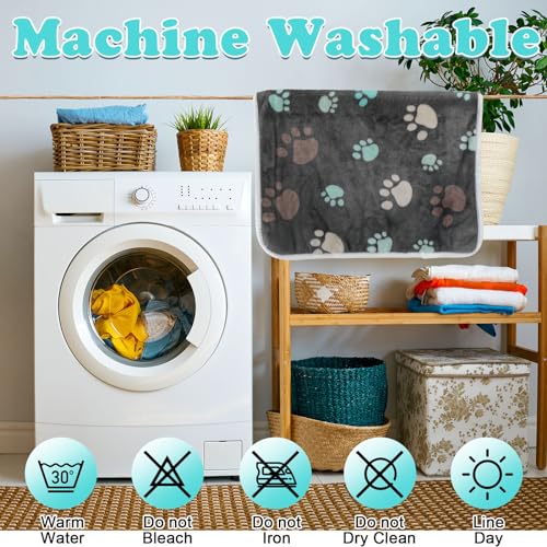 Panelee 4 Pcs 24 x 16 Inch Waterproof Dog Puppy Pads Soft Cat Blankets Dog Sleep Mat Absorbent Pet Blanket Paw Pattern Whelping Warm Pads Fleece Puppy Potty Training Pad Reusable(Black) - color: Black