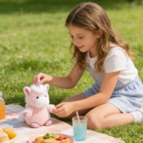 PEACH CAT Unicorn Stuffed Animal Cute Plushies Small Plush Toys Gifts for Kids Pink (Squeaky) - style: Pink Unicorn