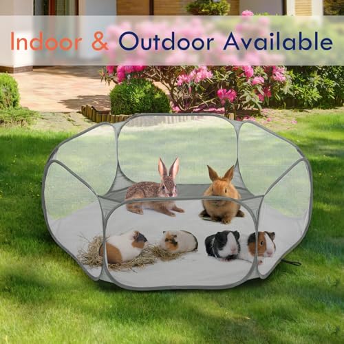 Pawaboo Small Animals Playpen, Gray | Waterproof Small Pet Cage Tent, Strong Steel Wire Frame, Portable Outdoor - color: Gray