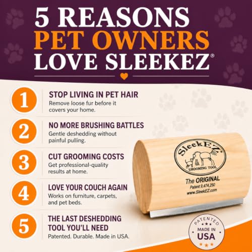 SleekEZ Dog Brush for Shedding | Patented Deshedding Dog Brush | Pet Hair Remover for Short, Medium & Long Coats | Made in USA | 5 Inch - style: Dog Brush