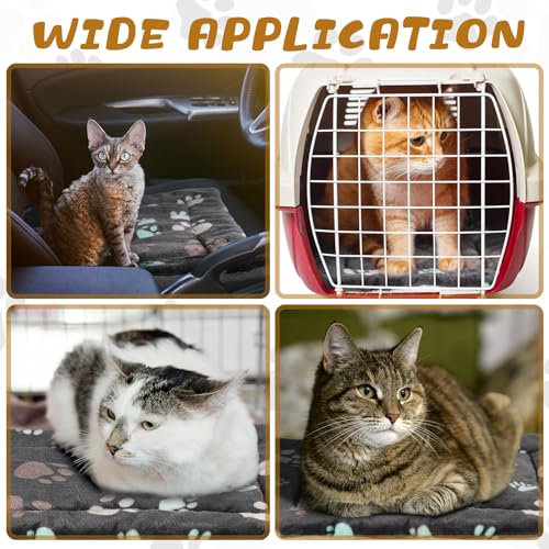 4 Pack Ultra Soft Dog Cat Bed Mat Small Animal Guinea Pig Bed with Cute Print Reversible Fleece Dog Crate Kennel Pad Cozy Washable Thickened Hamster Pet Beds Mat(21 x 14 Inches,Black) - color: Black, size: 21 x 14 Inches