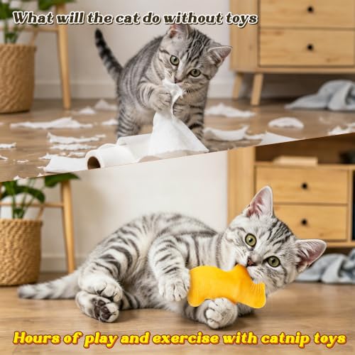 8Pcs Dino Nuggets Catnip Toys for Cat, Interactive Catmint Cat Toy Gift | Soft Cotton, Durable for Chew Kick, Catnip Filled Dinosaur Chicken Nugget Indoor Kitten for Boredom Exercise Play - style: Dino Nuggets (8 pieces)
