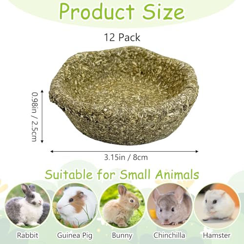 12 Pack Rabbit Chew Toys for Teeth Timothy Hay Chewing Bowl Natural Guinea Pig Treat Edible Small Animal Molar Toys for Bunny Chinchilla Hamster Gerbil Rat - color: Green