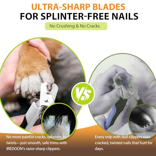 IREDOON Dog Nail Clippers and Trimmer, Ultra-Sharp Pet Nail Clippers with Nail File for Grooming - Dog Claw Care for Small & Large Dog