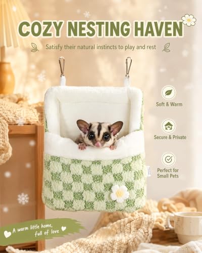 Sugar Glider Sleeping Pouch, Hanging Warm Sleeping Pouch Bag | Small Animal Hideout Habitat, Winter Warm Plush Sleeping Bag, Sugar Glider Cage Accessories for Hamsters Chipmunk Squirrels