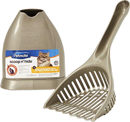 Petmate Scoop N' Hide Cat Litter Scoop with Discreet Litter Scoop Holder, Brushed Nickel - color: Brushed Nickel