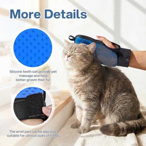 CLEANGOR 2 Pack Electrostatic Pet Hair Removal Grooming Gloves | Reusable pet hair remover for dogs & cats, works on sofa, carpet, car seats, clothes and furniture.