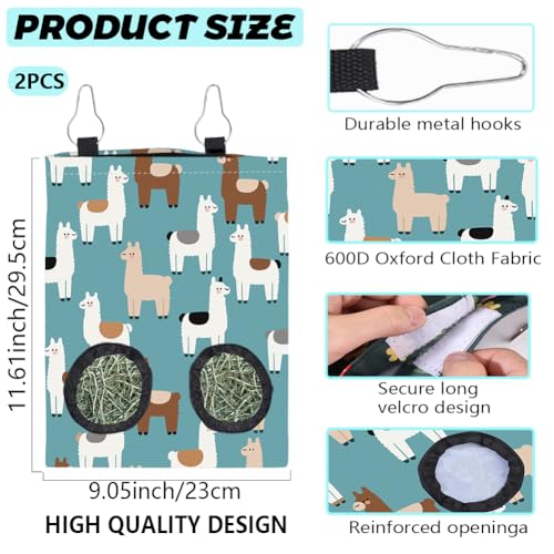 2Pcs 2 Styles Rabbit Hay Feeder Bags Guinea Pig Hay Bag with 2 Holes Tree Alpaca Pattern Oxford Cloth Washable Rectangle Feeding Storage for Small Animal Chinchillas Hamster 12 x 9 Inch - color: Mixed Shapes