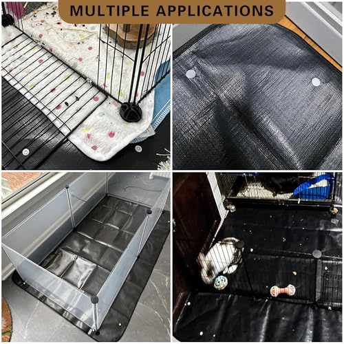 Waterproof Pet Playpen Mat, Reusable Cage Liner, Animals Habitat Protection | 2 Packs, 59"x39", Black Cage Liners for Hamsters, Ferrets, Guinea Pig, Rabbits, Bunny, Birds, and Other Small Animals - color: Black (2 pcs), size: 59" x 39"