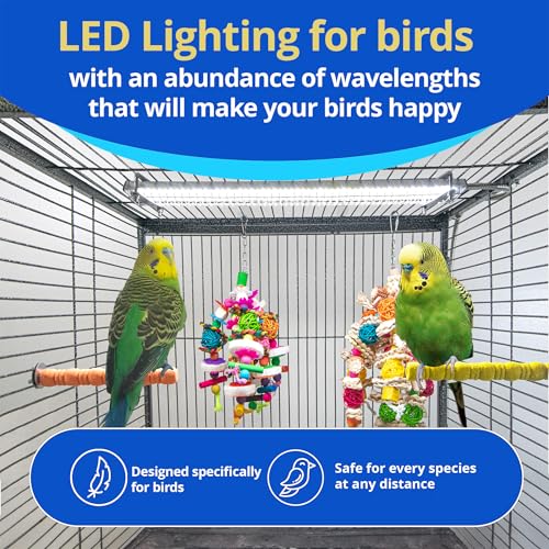 HappyBird Lighting Bird Cage Light with Chew Guard - Full Spectrum LED Pet Light - Simulates Natural Environment - Safe for Hookbill Birds – Easy to Install - (10" Long) - size: 10"