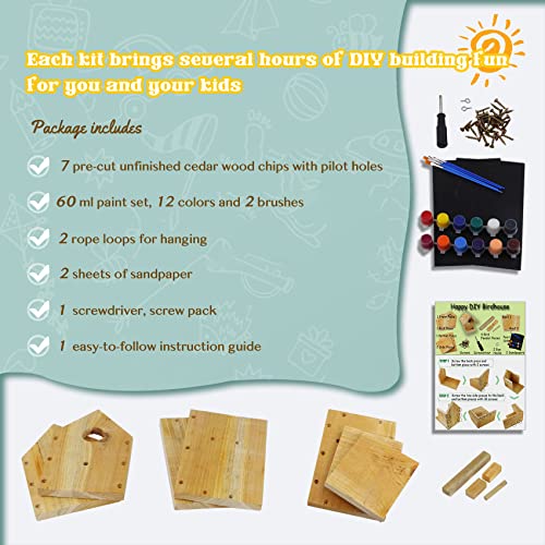 DIY Birdhouse Kit with Paint Set - Kids' Wood Craft Kits - Make a Bird House Kit for Kids - DIY Woodcraft Building Projects for Kids and Adults- STEM Teaching Tools