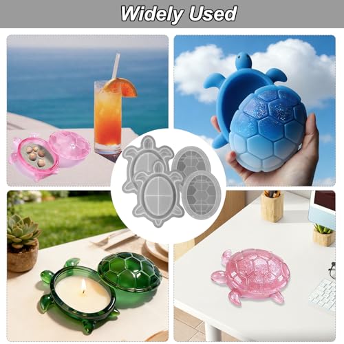 2Pcs Silicone Turtle Box Resin Sea Animal Mold with Lid, Reusable Ocean Theme Jewelry Box Storage Container Mould for DIY Clay Craft Projects Trinkets Clay Craft Art