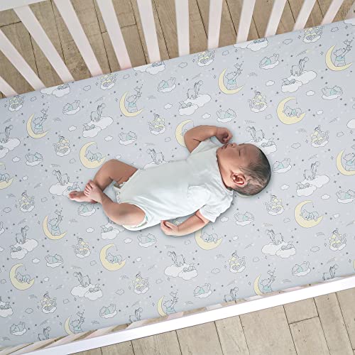 Lambs & Ivy Disney Baby Cozy Friends Winnie the Pooh Gray Fitted Crib Sheet - color: Pooh Cozy Friends, size: Standard Crib