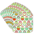 3dRose CST_58631_2 Cute Russian Matryoshka Nesting Dolls Print Warm Colors Soft Coasters, White, Set of 8