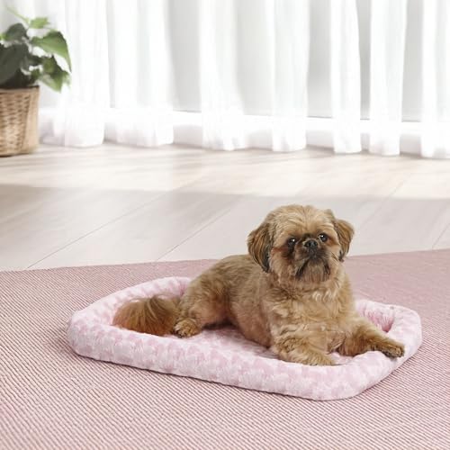 MidWest Homes for Pets QuietTime Fashion Dog Bed - Pink Faux Fur Bolster, Ultra-Soft and Machine Washable, Fits 24-Inch Crates and Carriers, for Small Breed Dogs - color: Pink, size: 24 Inch