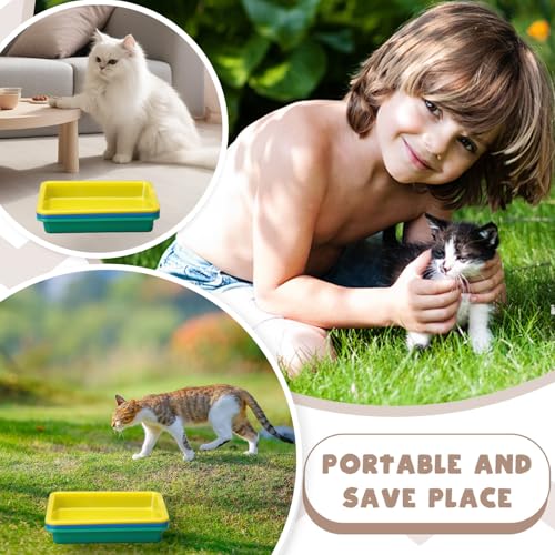 3 Pcs Kitten Litter Box,9.6"*7.2''*0.9'' Plastic Portable Small Litter Pan Low Entry Waterproof Bunny Cat Litter Box,Multi Color Nonstick Litter Tray Travel Toilet for Small Pet Guinea Pig Rabbit