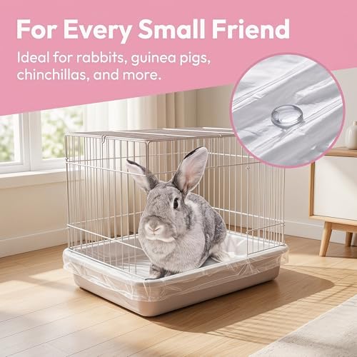 50 Pcs Disposable Plastic Cage Tray Liner Bags for Small Pets | Leak-Resistant Cage Liners for Rabbits, Guinea Pigs, Hamsters & Chinchillas – Simplify Bedding & Waste Cleanup.