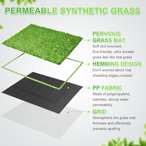 Hompet Dog Grass Pads, Puppy Turf Potty Training Pads, Artificial Turf for Dog Systems Replacement Grass Mats, Easy to Clean with Fast Drain Holes, Indoor/Outdoor Garden Lawn Patio Balcony 28"×18" - size: 28" x 18" (2-Pack)