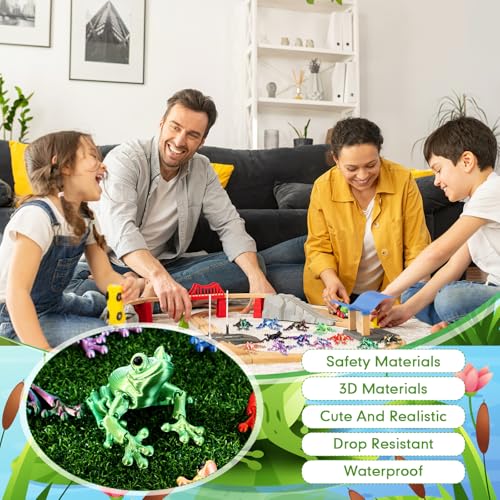 Honoson 12 Pcs 3D Printed Animals 5-7cm, Realistic Frog | Articulated Fidget Animals, Flexible 3D Printed Figures for Stress Relief, Cute Mini Joints for Party Favors and Display - size: 5-7cm, style: Realistic Frog