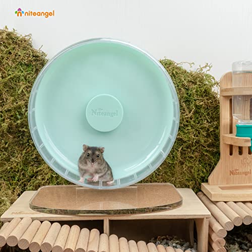 Niteangel Super-Silent Hamster Exercise Wheel: Quiet 8.2 inch Running Wheel | Can 9.1-11.8" Adjustable Height - No Bend Back Spinner Running for Dwarf Syrian Hamster Gerbils Mice Or Other Small Animal - color: Mint Green, size: Small