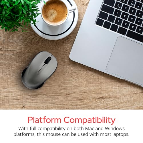 Verbatim 2.4G Wireless LED Silent Mouse - Noiseless and Silent Click Computer Mouse with Nano Receiver for Mac and PC - Graphite - style: Graphite Mouse