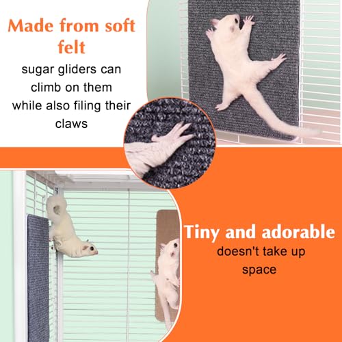 Yolev 3 Pcs Sugar Glider Cage Accessories,Sugar Glider Toys Climbing Mats 9 × 7.5 inch for Sharpening Claws, Small Pets Scratching Pads Climbing Toys for Cage Wall Furniture