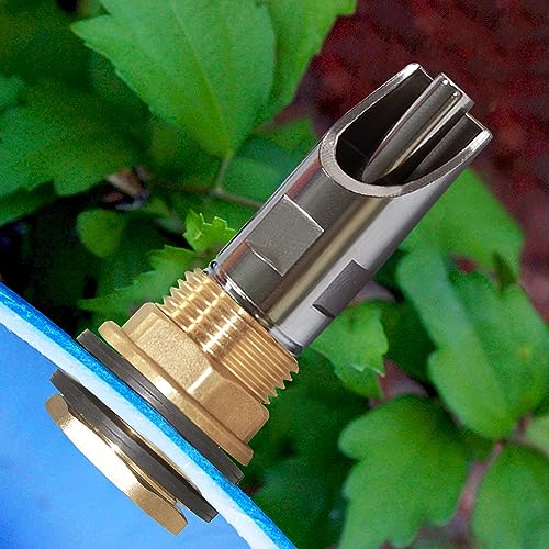Joywayus 5PCS 1/2 Stainless Steel Automatic Pig Nipple Water Drinker Feeder Waterer + 5PCS 1/2 Female to 3/4 Male Brass Water Tank Connector Bulkhead Fitting Kit for Sows Piglets Drinking - color: silvery + brass -5pcs