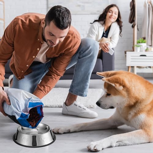 8 Pack Stainless Steel Dog Bowls Metal with Rubber Base Non-Slip Pets Puppy Cats Feeding Food and Water Bowls Dishwasher-Safe for Indoor Small Medium Large Dogs Cats Kitten Rabbit(10.1 oz) - size: 10.1 oz