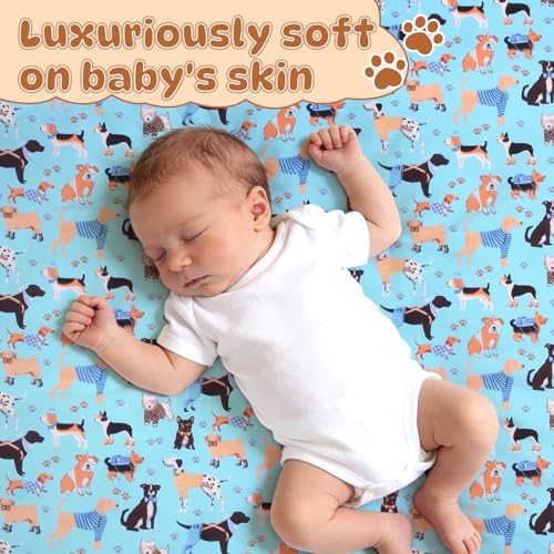 Cloele Square Playard Fitted Sheet,36x36in,Blue Dogs | Ultra Soft Polyester, For Baby & Pet,Dogs Pattern, Pack and Play Crib Sheets, 36x 36inPortable Playard Mattress Cover - color: Bule Dogs, size: 36"x36"