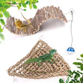 Large Bearded Dragon Tank Accessories, Natural Adjustable Reptile Climbing Toys Bendable Bridge, Reptile Habitat & Hermit Crabs Habitat Decor with Climbing Hammock Toys for Hermit Crab, Lizard, Snake