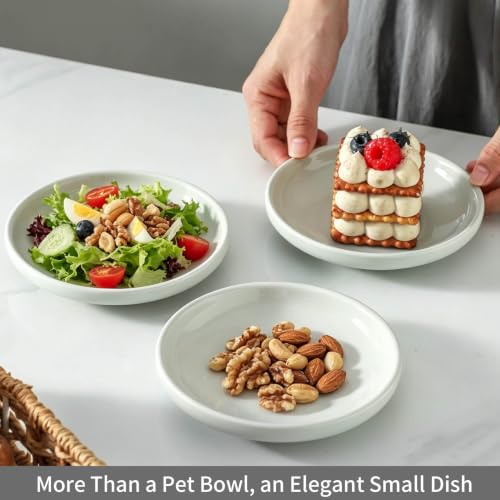 3 PCS Ceramic Cat Bowls, 5.5 in Pet Food Bowl Cat Dishes for Food and Water, Small Dog Dish(Grey) - color: Grey